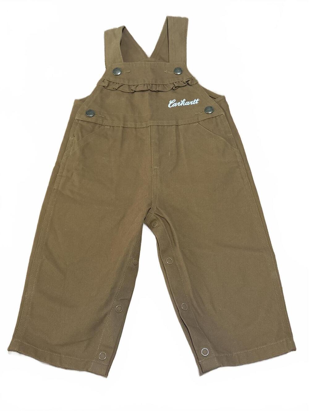 New Carhartt Brown Overalls with Ruffle Detail Girls Size 12 months